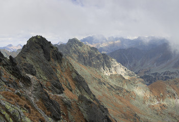 Fototapeta premium Poland, Tatra Mountains, Tatry Wysokie, Zawrat, Kozi Wierch