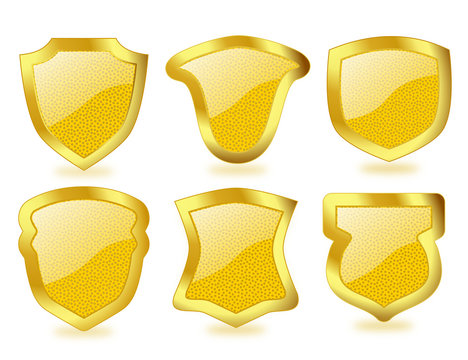 Shiny Golden Shields with Dotted Pattern
