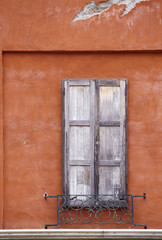 brown wall and old door