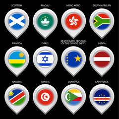 Map marker with flag-set tenth