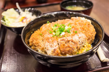 Katsudon - Japanese breaded deep fried pork cutlet (tonkatsu)