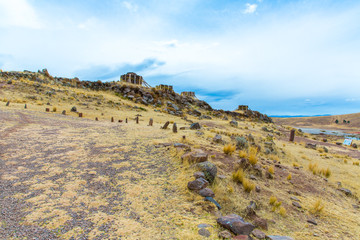 Funerary towers in Sillustani, Peru,South America