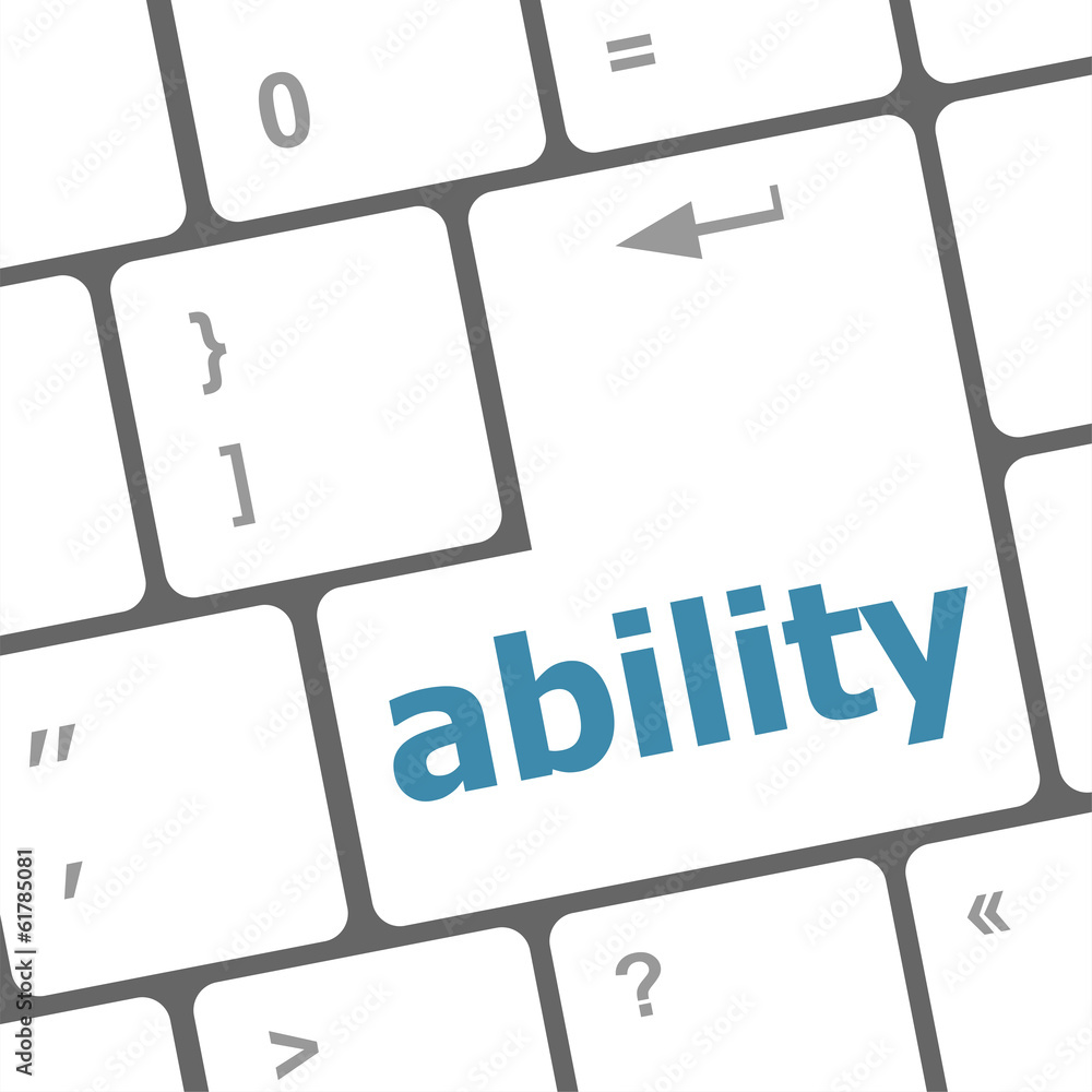 Poster modern computer keyboard key with ability text on it