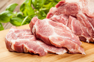 Raw pork on cutting board