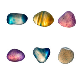 Various gems on a white background