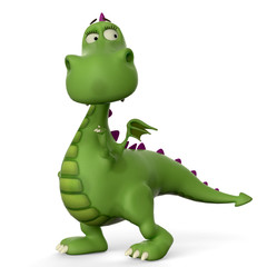 Fototapeta premium green baby dinosaur suspicius walk
