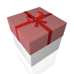 Gift Box with Red Bow Ribbon Isolated