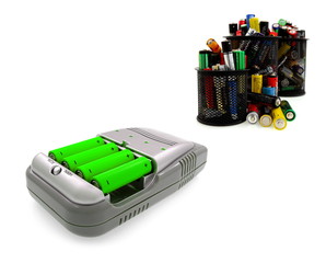 Charger and group  of aa batteries