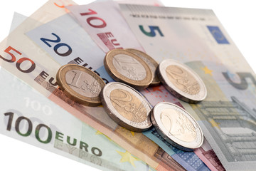 Euro Geldscheine und Euromünzen