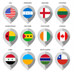 Marker from paper with flag for map - set eighth