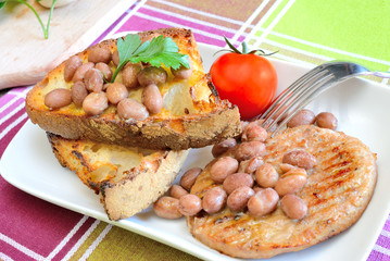 bruschetta and hamburger