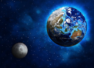 Earth planet and moon