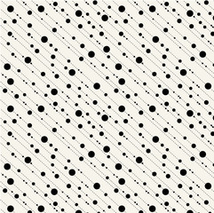 Diagonale Punkte und Striche nahtloses Muster in Schwarz