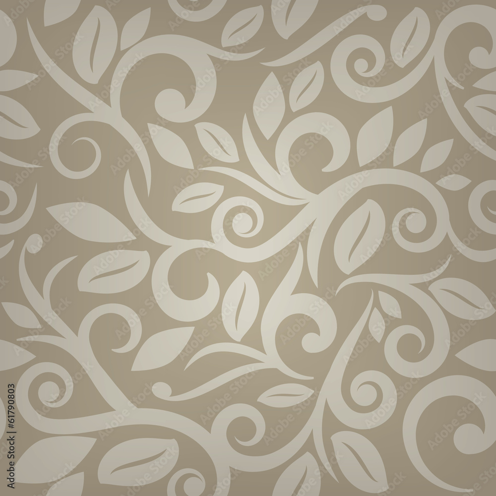 Wall mural tan beige or cream floral seamless background