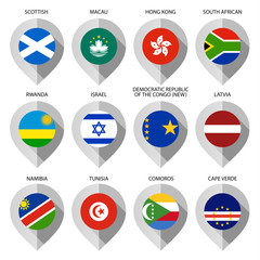 Marker from paper with flag for map - set tenth