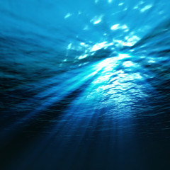 Naklejka premium underwater light - view with sunbeam