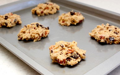 Raw cookie dough ready for the oven