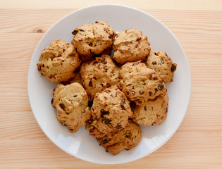 Plate of pecan and chocolate chip cookies