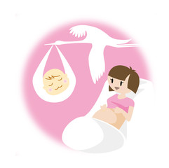 妊婦とコウノトリ