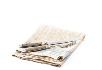 Antikes Essbesteck auf Leinentuch