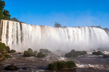 Closeup view of Iguassu Falls in Brazil
