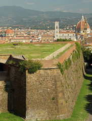 landscape of Florence with walls of Belvedere Fort