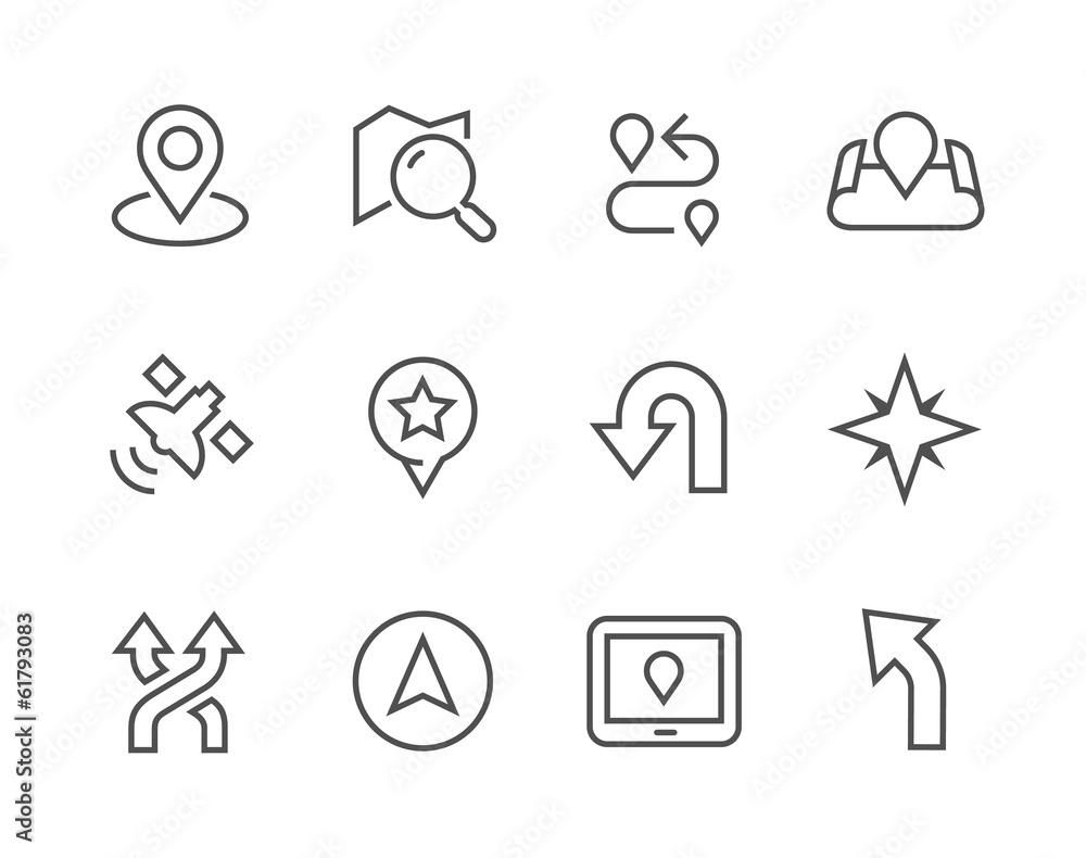 Wall mural Thinline Navigation Icons