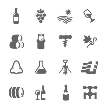 Simple Icon set related to Wine Production