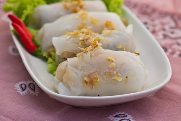 fresh spring roll on white dish