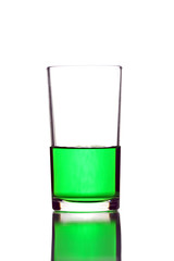 Green water in Glass isolated.