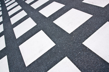 White square format floor tiles,shooting angle in obliquely.