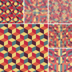 set of abstract retro geometric pattern