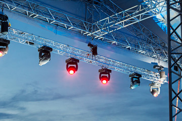 Row of color lights from a stage