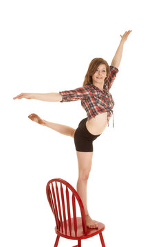 cowgirl plaid shirt red chair dance on