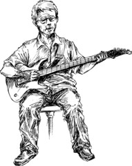 hand drawn guitar player