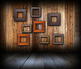 abstract frames on wooden wall