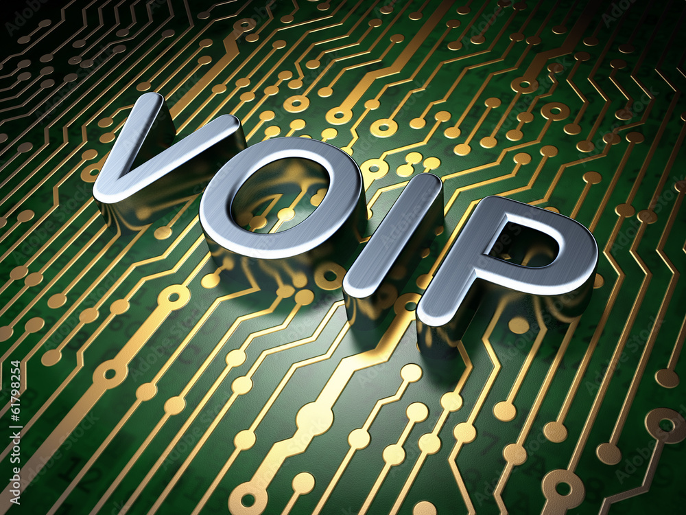 Poster seo web design concept: voip on circuit board background