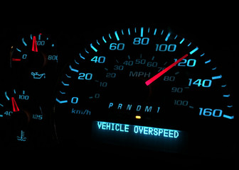 Vehicle over speed dashboard warning light - obrazy, fototapety, plakaty