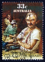 Postage stamp Australia 1986 Click Go the Shears