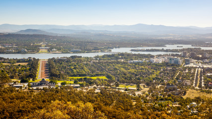 Aerial view over Canberra - obrazy, fototapety, plakaty