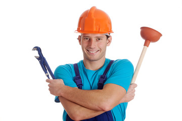 Man holding hydraulic tools