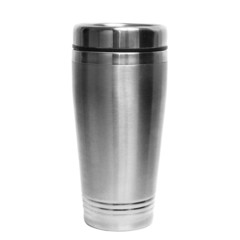 Thermos travel tumbler, cup. Closeup.