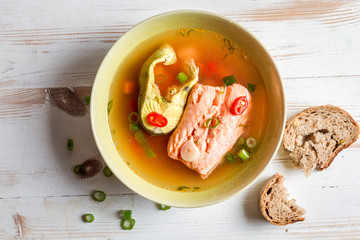 Spicy soup made ​​of two fish species