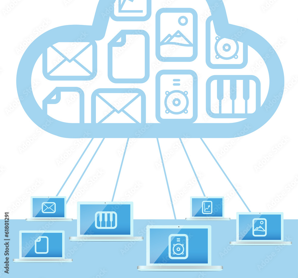 Aufkleber modern cloud technology computer network