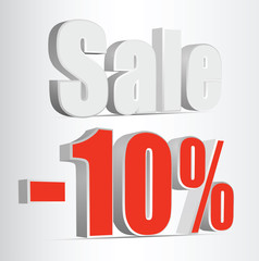 Vector 3D rendering of a 10 percent. Vector. red