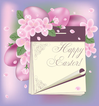 Easter spring calendar, vector illustration