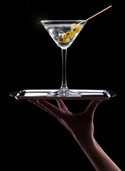 Cocktail martini on a black