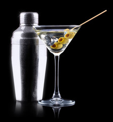 Cocktail martini on a black