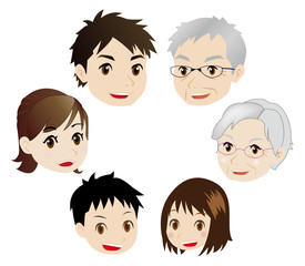 カメラ目線の三世代家族