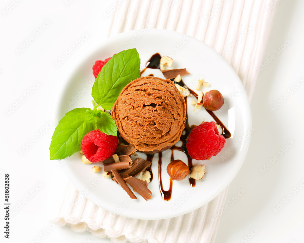 Sticker Mini chocolate hazelnut cake with ice cream